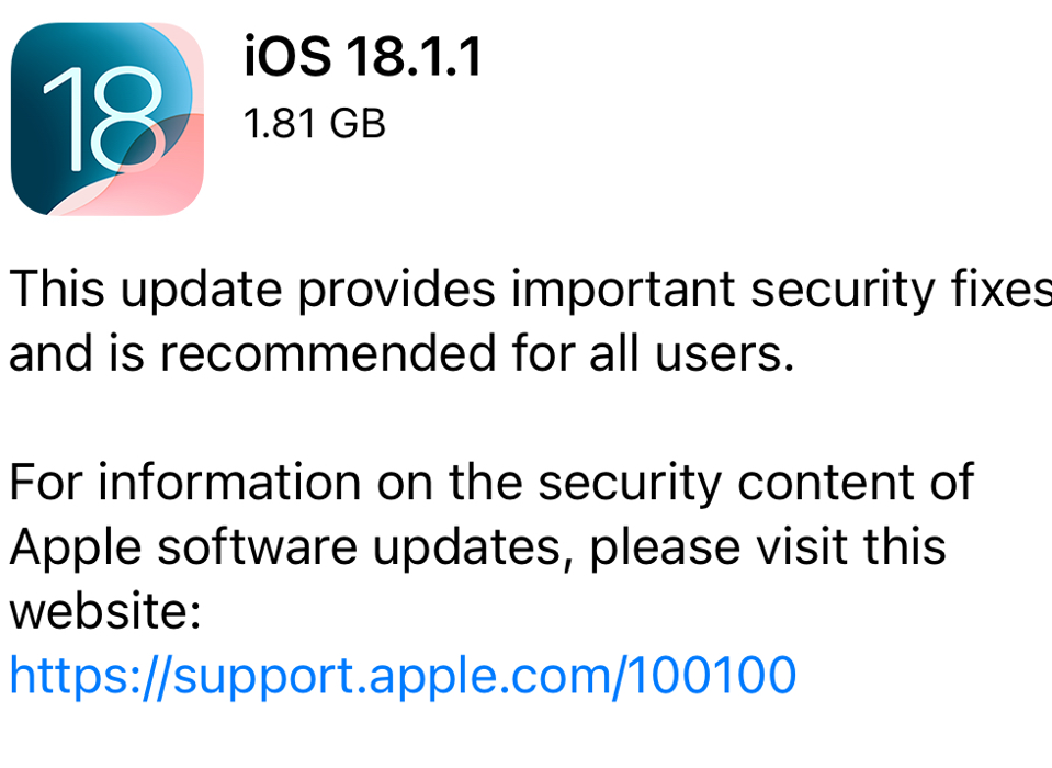 iOS 18.1.1 Update
